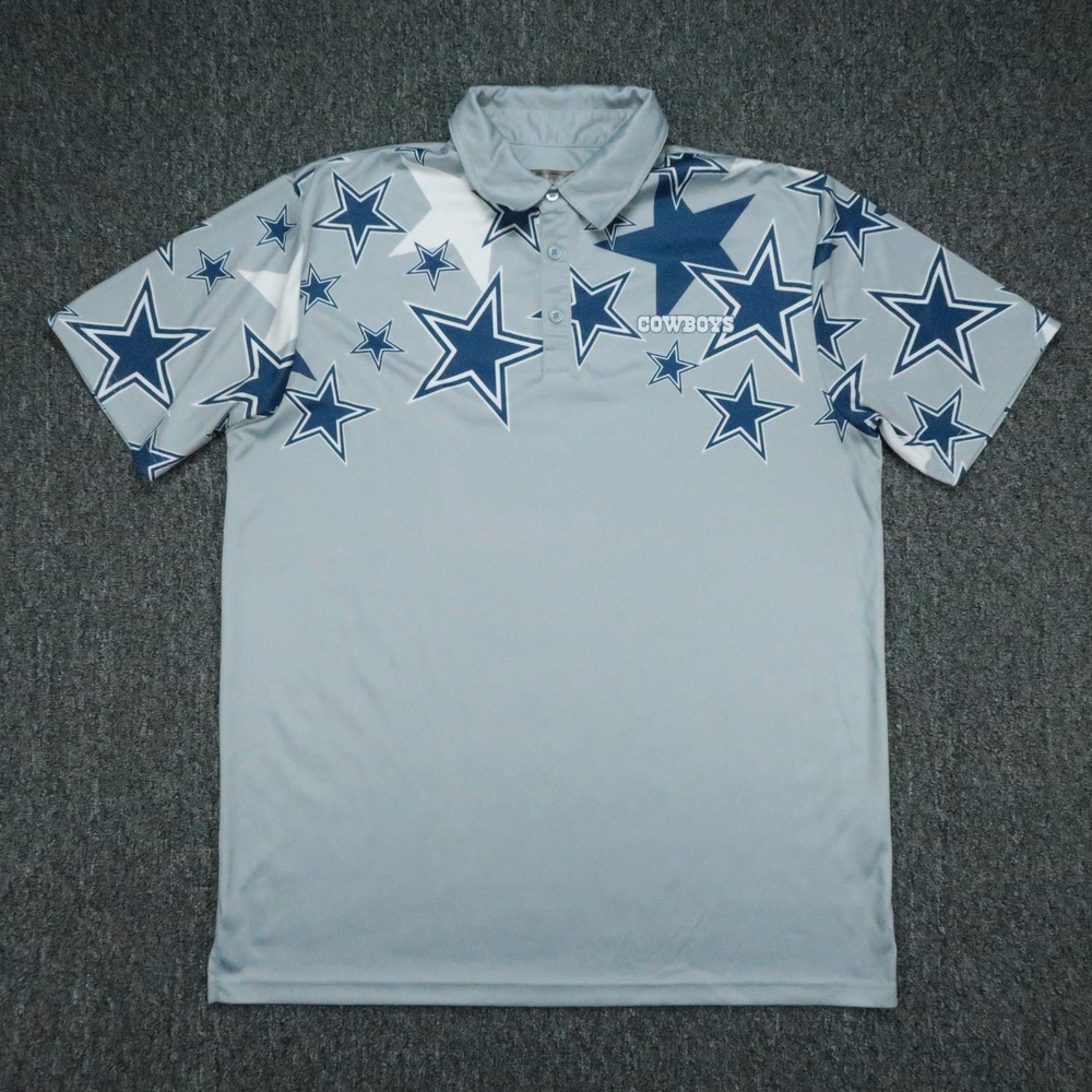 Dallas Cowboys Shirt Mens Large Gray Blue Loudmouth Golf Stars Polo Performance